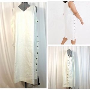 Madewell Cream Sleeveless Button-Detail Dress